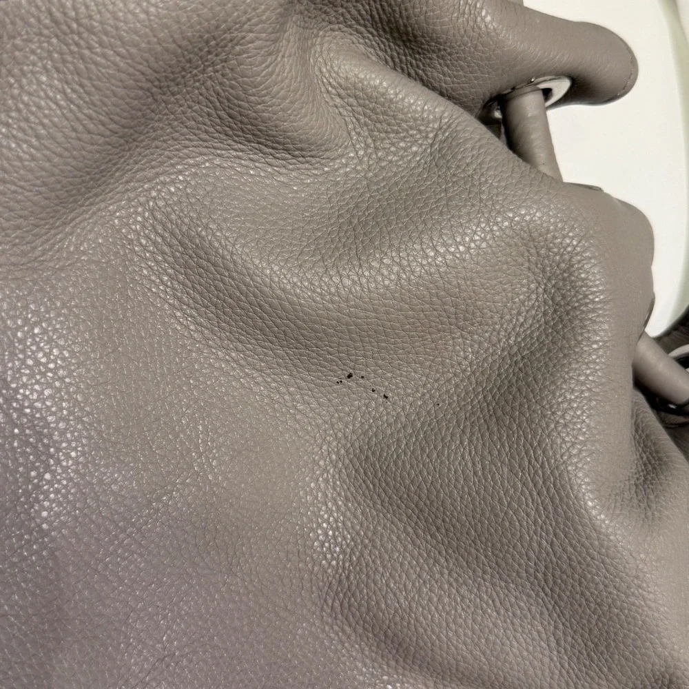 Michael Kors Leather Hobo Shoulder Bag‎ Gray Tassel Drawstring Magnet Close